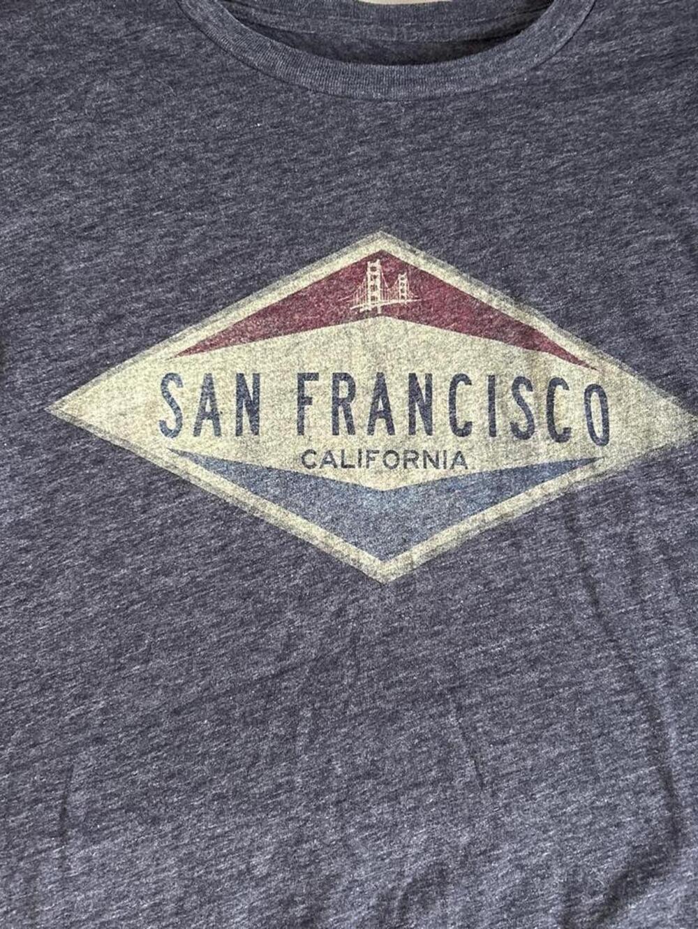 Adult Unisex Vintage-Style Blue 84 San Francisco souvenir Tee, Grey, Size S